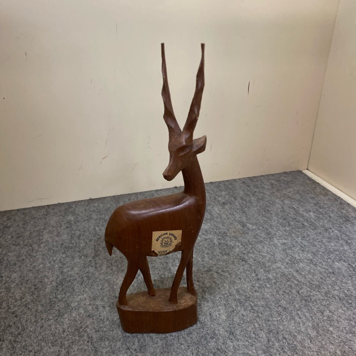 イングランド チーク材 ガゼル 北欧アンティーク 古い置物 置物 オブジェ 木製拍卖