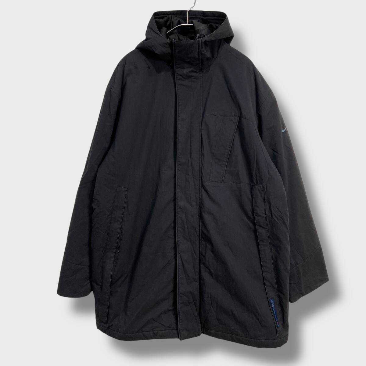 送料無料☆NIKE☆INT'L☆ナイキ☆00s☆中綿入りジャケット☆ミドル丈☆スウォッシュ☆ブラック☆L☆B25M拍卖