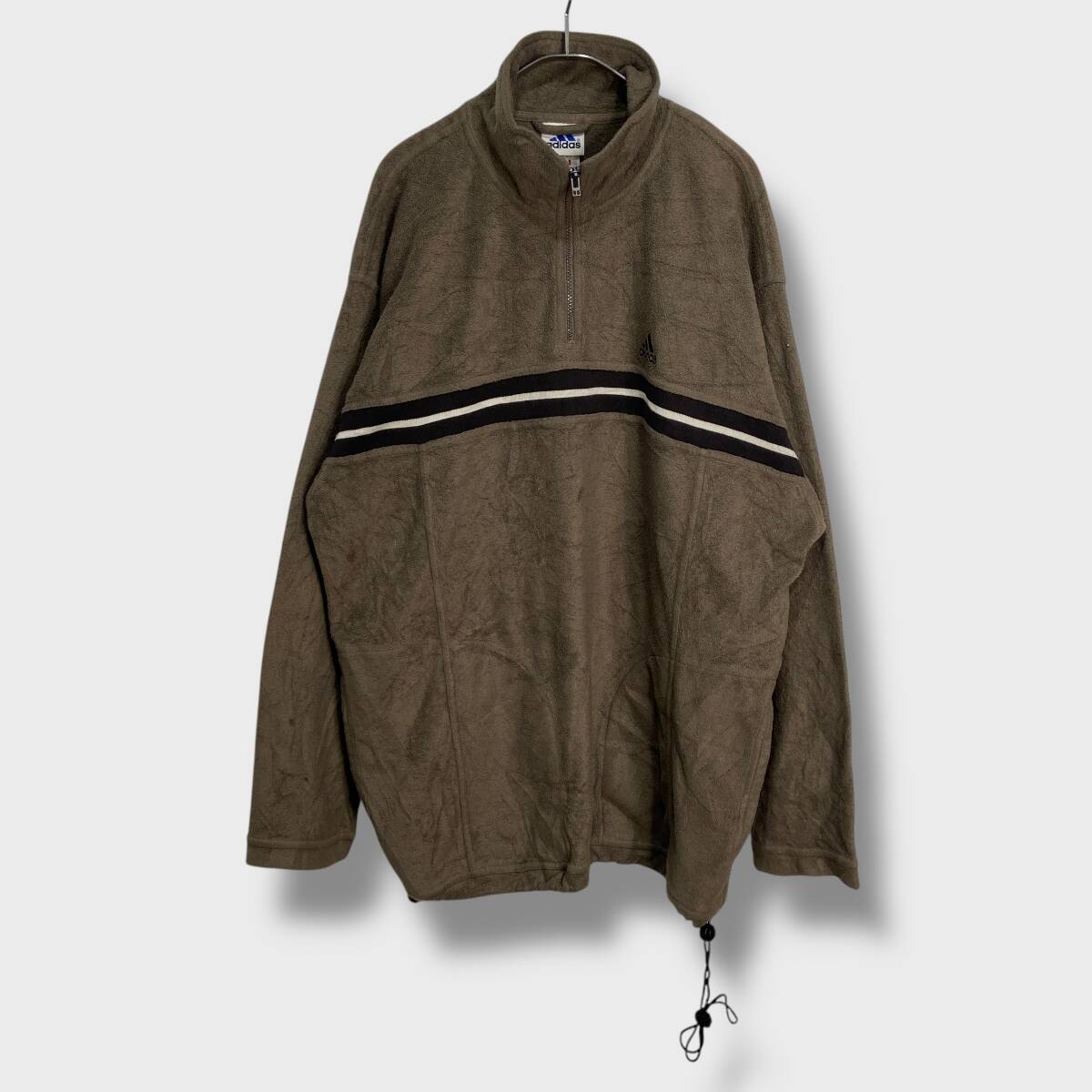 送料無料☆adidas☆アディダス☆90s☆ハーフジップフリース☆パフォーマンスロゴ☆茶系☆XL☆B25M拍卖