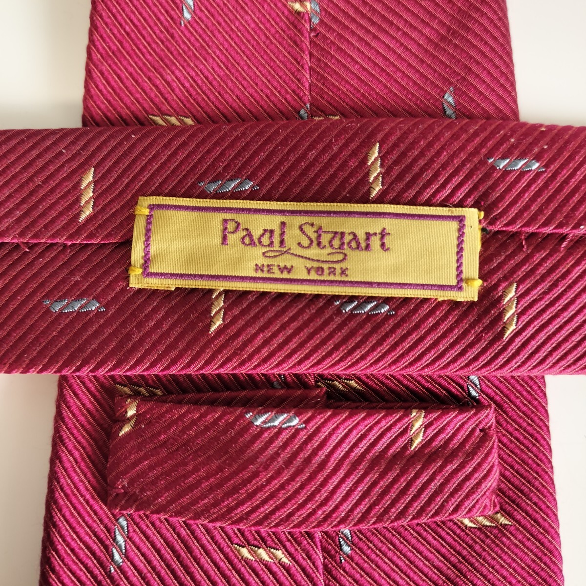 Paul Stuart( ポールスチュアート)赤青ゴールド細棒ネクタイ拍卖