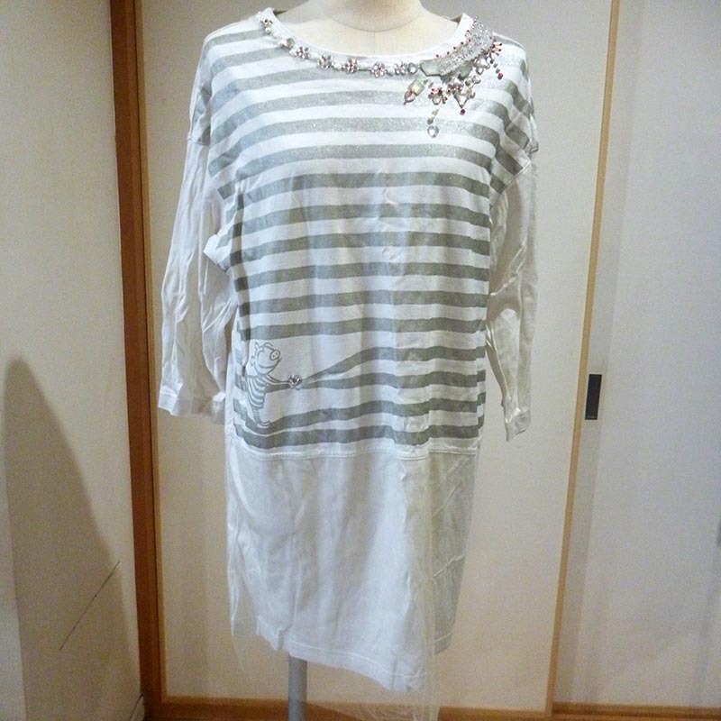 アルベロベロ オレボレブラ OLLEBOREBLA ALBEROBELLO チュニック シルバー×オイスター拍卖