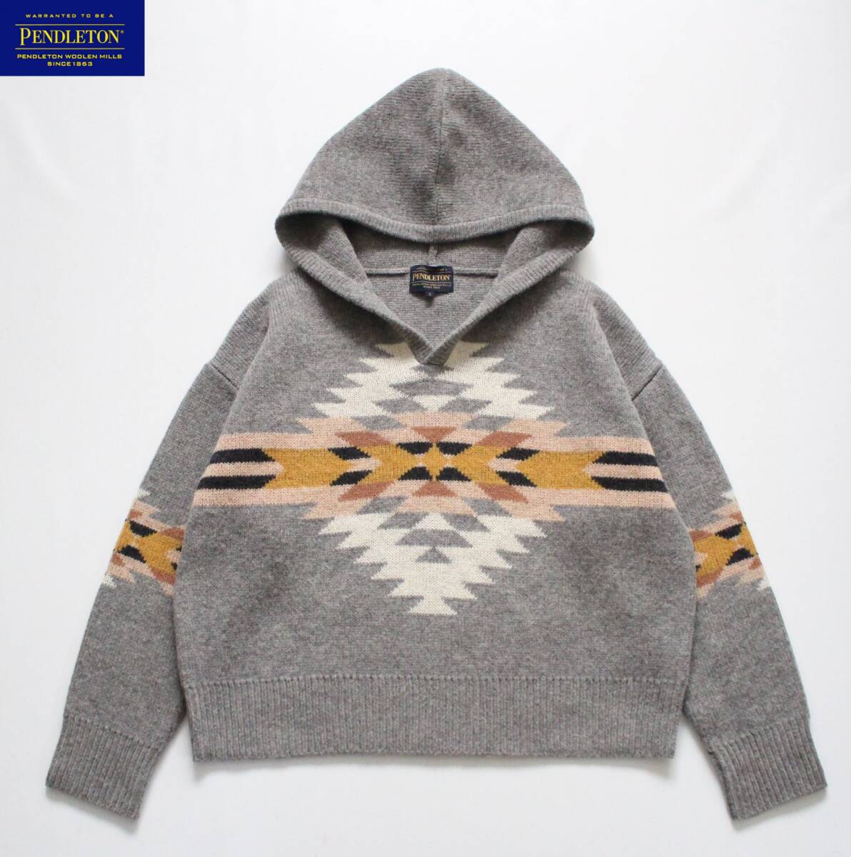 【 PENDLETON ペンドルトン 】プルオーバー ドロップショルダー ウールニット パーカー S/レディース セーター 9575-8104 ネイティブ拍卖