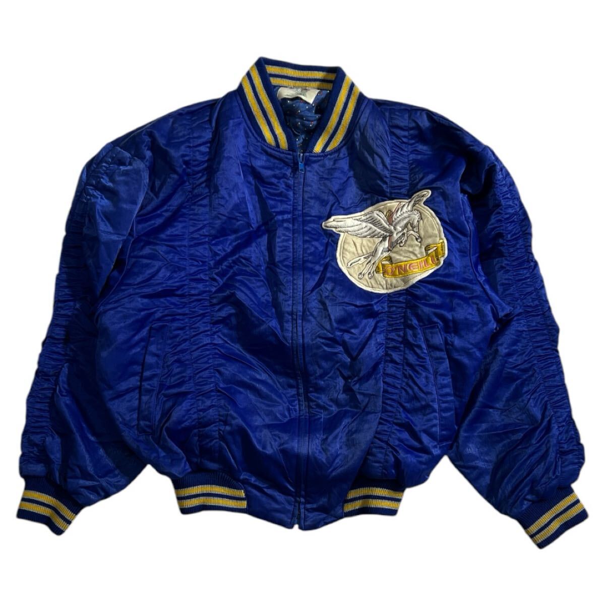 希少 70s~80sヴィンテージ ペガサスタグ ■ O'NEILL オニール ■ ペガサス ロゴ ワッペン 綿入 スタジアムジャンパー スタジャン ブルー M拍卖