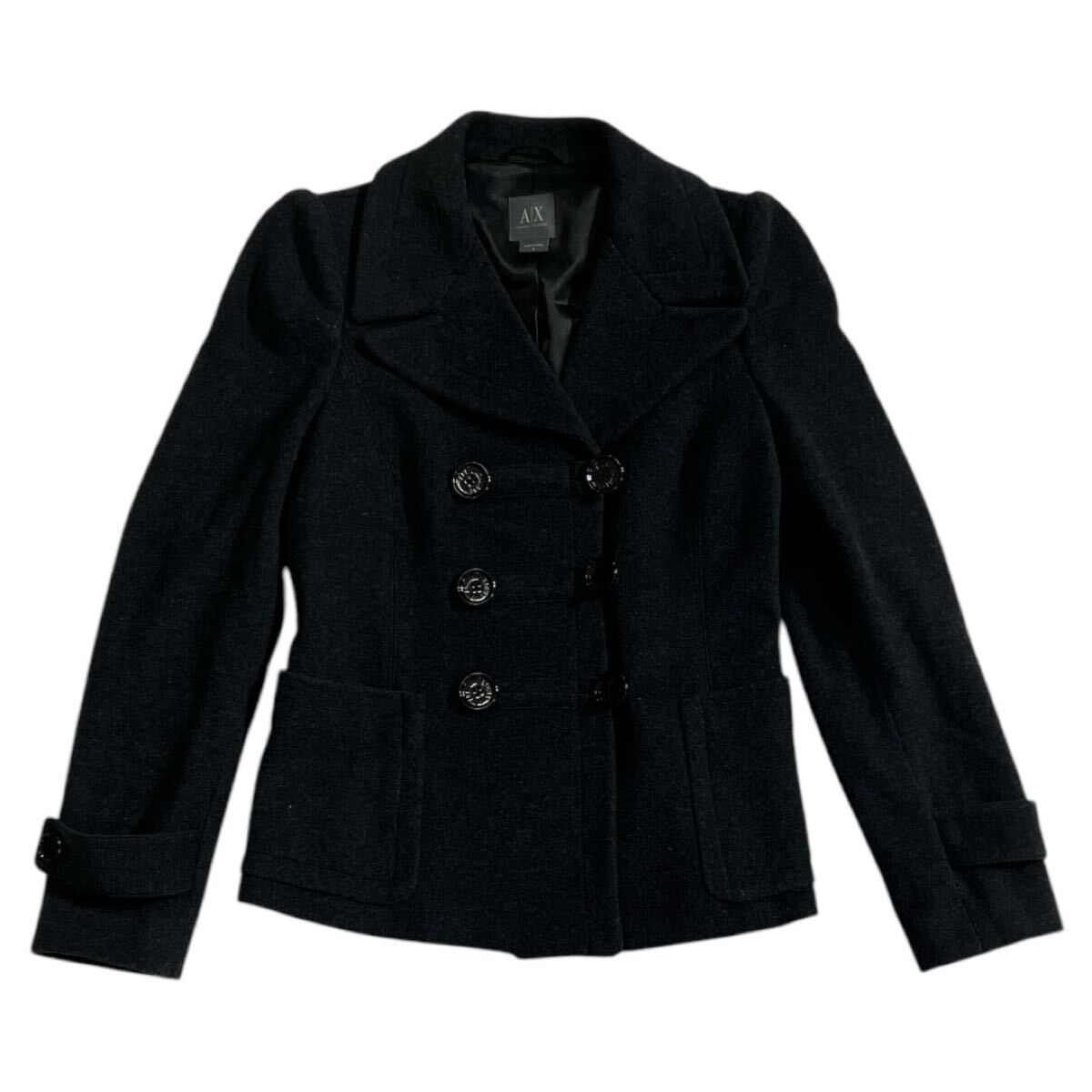 ■ A/X ARMANI EXCHANGE アルマーニ エクスチェンジ ■ カシミヤ混 ウール ダブル ハーフ コート グレー S拍卖