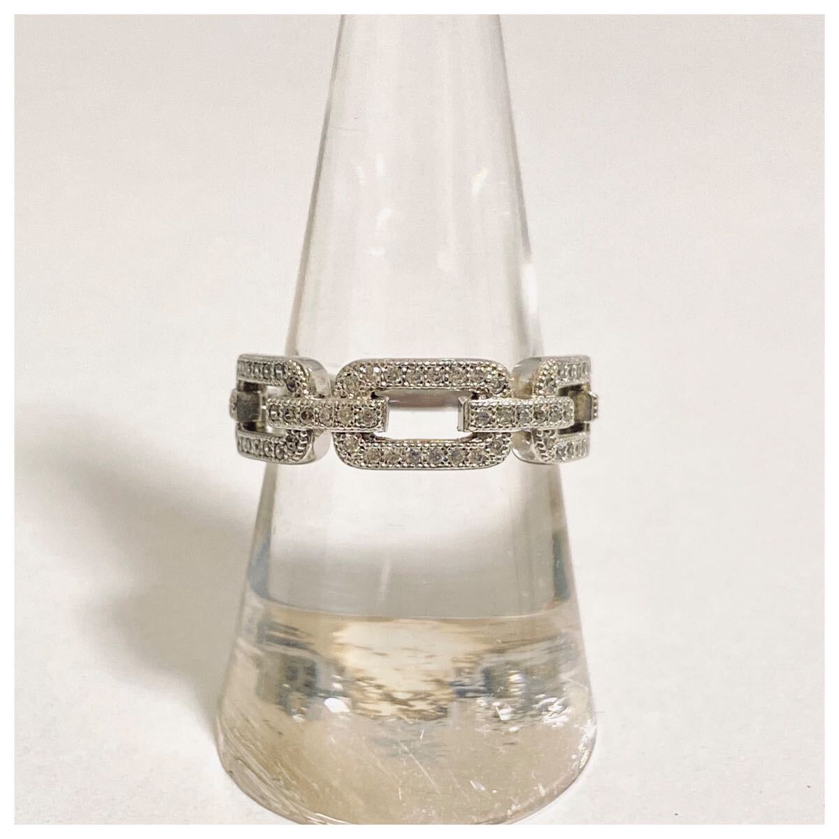 シルバー925 sterling スターリング アンカー チェーン デザイン カスタム ジルコニア リング 指輪拍卖