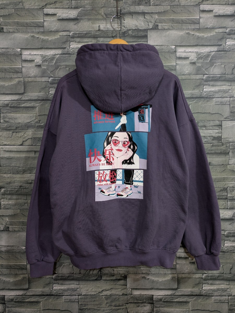 ●送料無料★Perushu チャイナ3コマイラスト パーカー 裏起毛パーカー 放松 relax with sneakers トップス メンズ Lサイズ拍卖