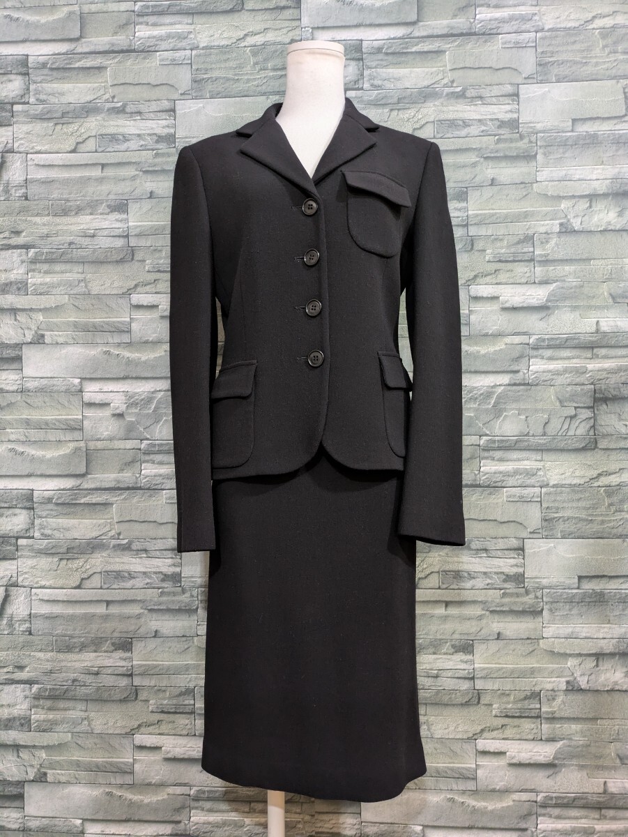 ●送料無料★ASPESI アスペジ スーツ スカートスーツ セットアップ 黒 ジャケット スカート レディース サイズ40拍卖
