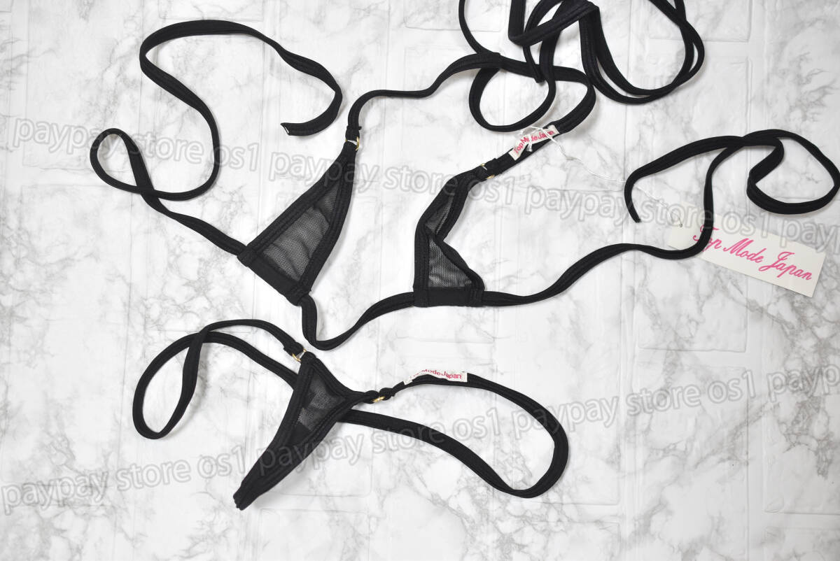 Top Mode Japan トップモードジャパン メッシュ切替 マイクロビキニ 水着 ブラック サイズFREE拍卖