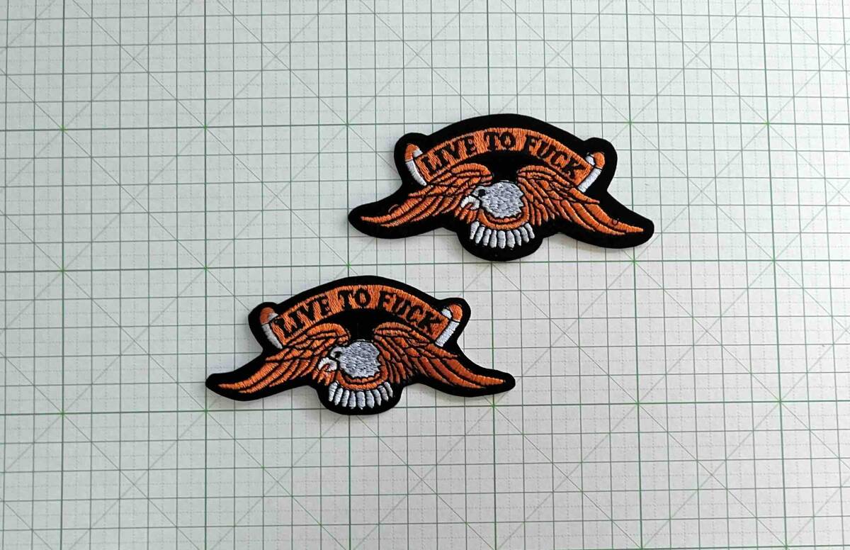 2枚です★イーグル ワッペン 鷲 ホークス 鷹 鳥 FUCK ★ アイロン接着O拍卖