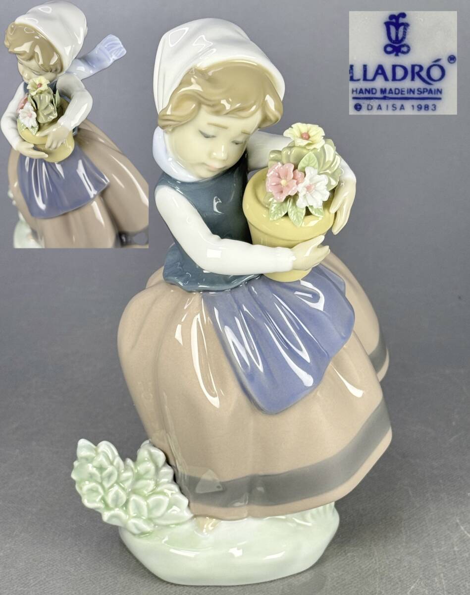 【偲】LLADRO リヤドロ 春が来た 5223 フィギュリン 陶器人形 インテリア 置物 コレクション 飾り 西洋美術 小花 r-94拍卖