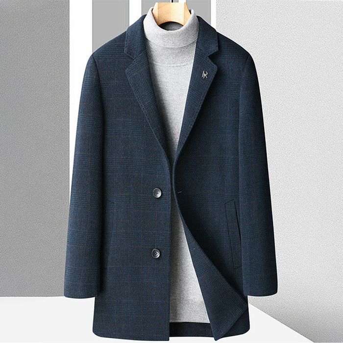 ウール混 チェスターコート メルトンコート ビッグ コート メンズコート ビジネスコート ラシャコート 紳士品 Zty-4661-1 ブルー 175/L 拍卖
