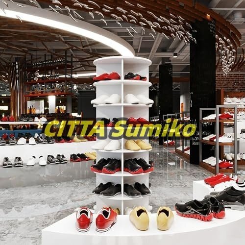 7段回転式シューズラックタワー、回転式シューズディスプレイレイジースーザン、360°回転式シューズラックハンドバッグ収納オーガナイザー拍卖