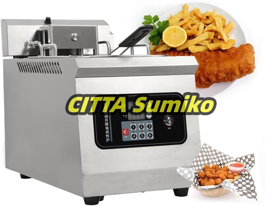 業務用リフティング電気ディープフライヤー 14Lテーブルステンレススチールフライヤー 0-180℃温度制御 スマートパネル お手入れ簡単拍卖