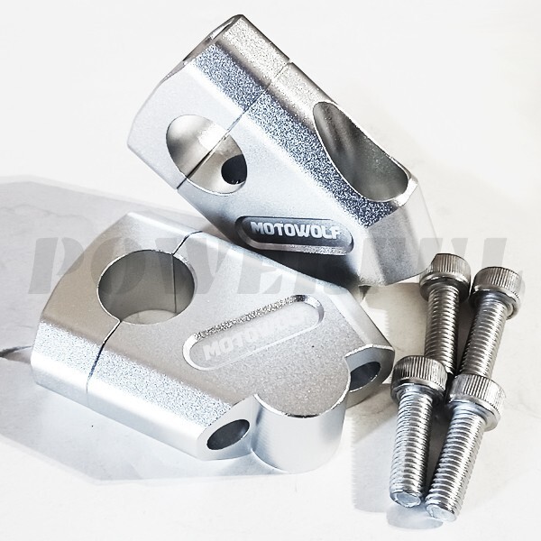 YBR125 MT-15 MT-25 MT-03 XJR400 4HM XJR1200 XJR1300 汎用 アルミ ハンドル クランプ アップハン セットバック プルバック 銀 22.2mm拍卖