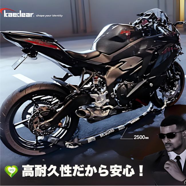 【高耐久性だから安心!】 バイクロック チェーンロック Kaedear(カエディア) 1年保証付き パッドロック スクエアチェーン 盗難防止 頑丈 拍卖