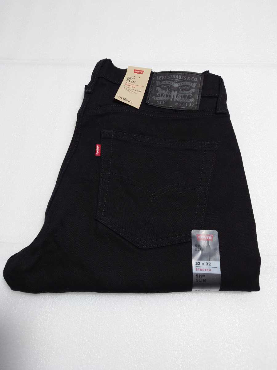 新品! Levi's リーバイス 511 SLIM 黒 ブラック W33 L32 スリム  デニム ジーンズ拍卖