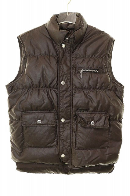 ディースクエアード DSQUARED2 DOWN VEST BROWN SIZE 44 371027530 ダウンベスト ロゴプレート ボタン刻印 ダブルジップ ブラウン ☆AA★25拍卖