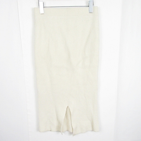 ロペ ROPE ニット タイト ロング スカート スリット 毛 38 アイボリー kz10656 レディース拍卖
