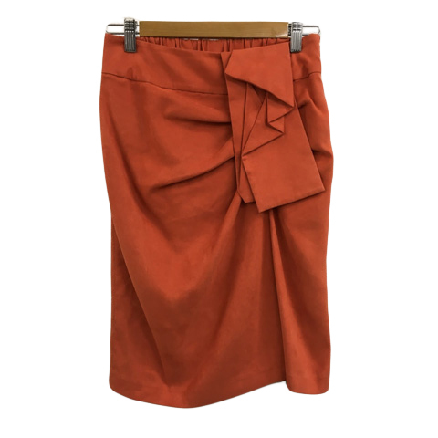 ガリャルダガランテ GALLARDAGALANTE スカート タイト 膝丈 ドレープ ウエストゴム スエード調 無地 0 オレンジ 赤 レッド レディース拍卖