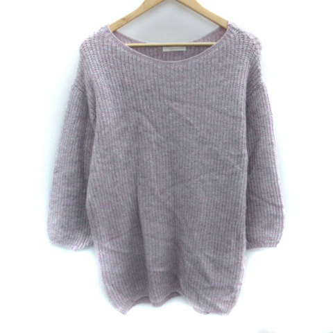 フーズフーチコ who's who Chico ニットチュニック 長袖 ラウンドネック F ダスティパープル グレー /SM15 レディース拍卖