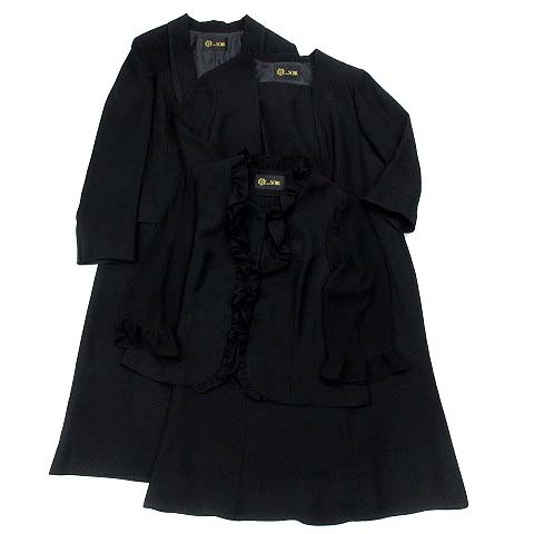 東京ソワール 喪服 ブラックフォーマル スーツ 4点セット ジャケット ワンピース スカート 17 黒 大きいサイズ レディース拍卖