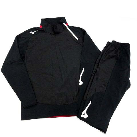 ミズノ MIZUNO 上下セットアップ ストレッチ フリース フルジップ シャツ パンツ 黒 ブラック M拍卖