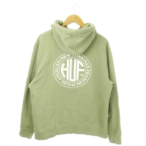 ハフ HUF REGIONAL PUFF HOODIE パーカー プルオーバー スウェット トレーナー 長袖 ロゴ バックプリント 裏起毛 L 緑 グリーン /AO15 ■GY拍卖