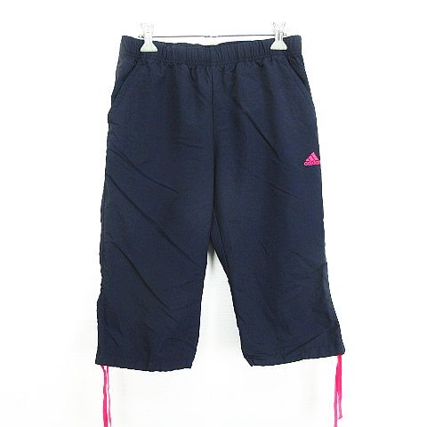 アディダス adidas パンツ ボトムス クロップド ロゴ ナイロン M ネイビー スポーツウェア ※EKM レディース拍卖