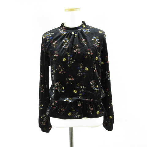 ロペピクニック ROPE Picnic カットソー 長袖 花柄 ベロア地 黒 38 *T134 レディース拍卖