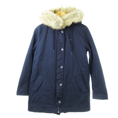 トミー TOMMY JEANS ジャンパー ブルゾン フーディ ファー付き ロゴ 刺繍 裏地キルティング XS 青 ブルー /CK4 ■GY18 メンズ拍卖