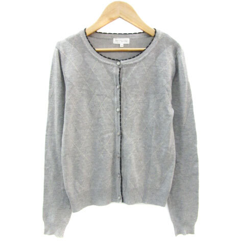 ジャイロ JAYRO MOTOMACHI SELECTION カーディガン ミドル丈 アーガイルチェック柄 M グレー /YM29 レディース拍卖