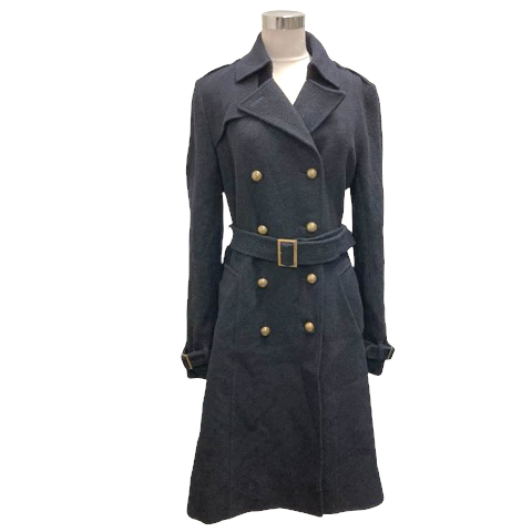 アトリエサブ ATELIER SAB コート ウール ダブル ロング ウエストベルト付 長袖 無地 11 紺 ネイビー レディース拍卖