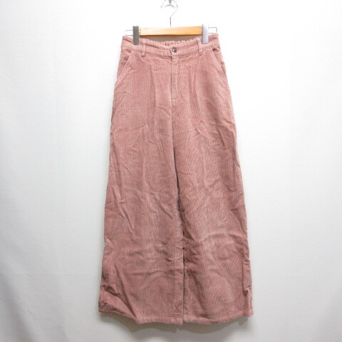 アズノウアズ as know as コーデュロイ ワイド パンツ ピンク ジッパーフライ バックゴム レディース拍卖