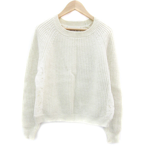 ロペ ROPE ニット セーター 長袖 切替 レース M オフホワイト 白 /YM34 レディース拍卖