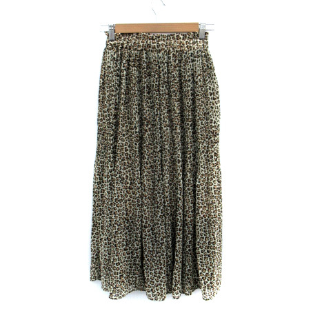 ヘザー Heather フレアスカート マキシ丈 ロング丈 ヒョウ柄 レオパード柄 F ベージュ 茶 ブラウン /SM44 レディース拍卖