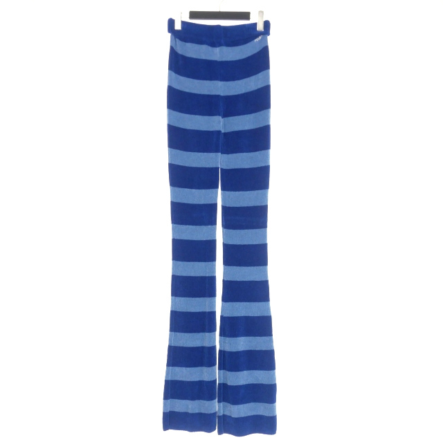マルニ MARNI 22SS ロゴ刺繍 ボーダーニットフレアパンツ 40 ブルー 青 PAMD0030Q0 国内正規 レディース拍卖