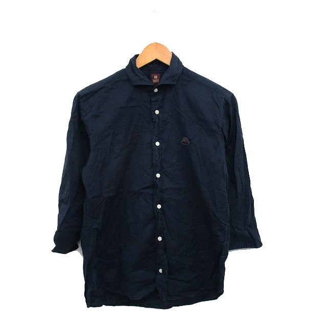 タケオキクチ TAKEO KIKUCHI シャツ 七分袖 コットン ワンポイント ネイビー 紺 /KT11 メンズ拍卖