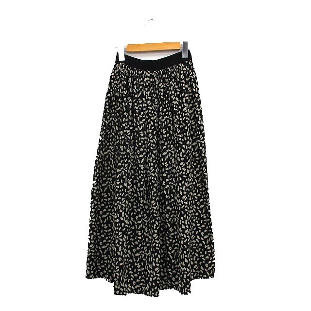 スプレイ SpRay プリーツ スカート ロング ヒョウ柄 レオパード ブラック 黒 /KT20 レディース拍卖