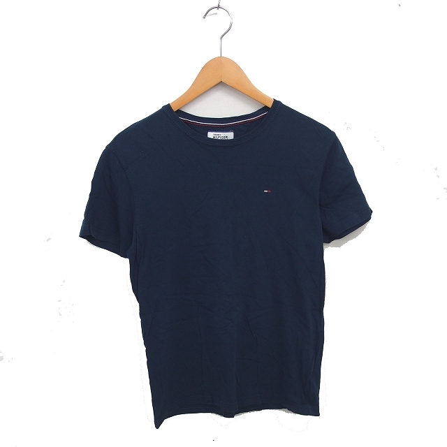 トミーヒルフィガー TOMMY HILFIGER 国内正規品 Tシャツ カットソー ボートネック ロゴ刺繍 半袖 S ネイビー 紺 /TT メンズ拍卖