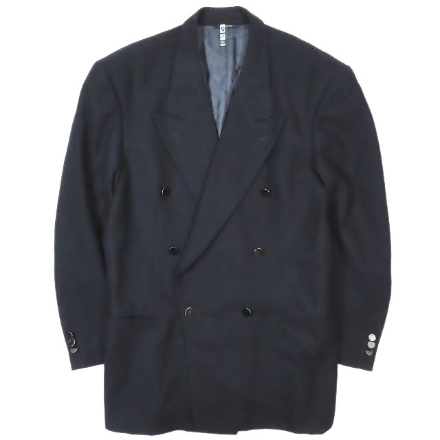 reporter レポーター ダブル ジャケット 紺ブレ ブレザー ダブルブレスト ピークドラペル ノーベント サイズ48 L ネイビー メンズ YBA11拍卖