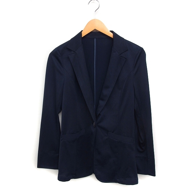ロートレアモン LAUTREAMONT テーラードジャケット シングル 無地 ストレッチ 40 ネイビー 紺 /FT43 レディース拍卖