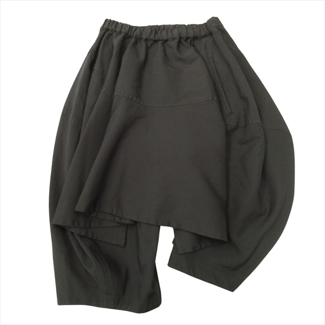 美品 14aw コムデギャルソン COMME des GARCONS ポリ縮絨 裾付き 変形 スカート バルーン パンツ 製品染め XS 黒 ブラック レディース拍卖