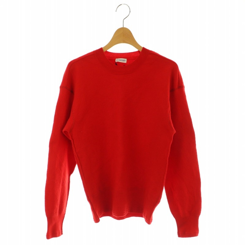 バーバリー BURBERRY ウール クルー バックロゴ セーター ニット 長袖 プルオーバー クルーネック F 赤 レッド /YQ ■OS拍卖