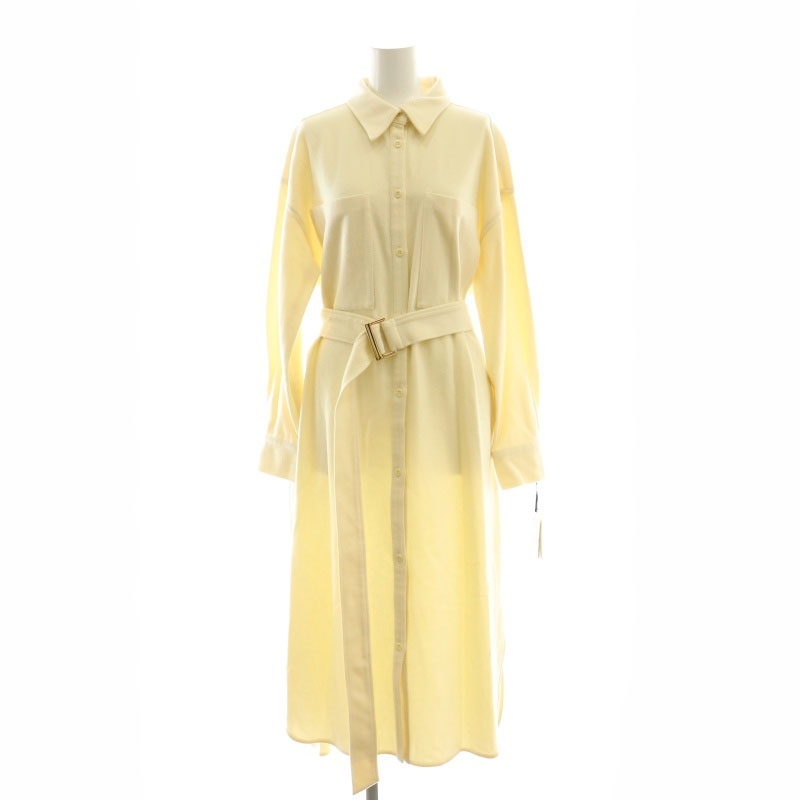 未使用品 グレースクラス GRACE Class 23AW ウールロングシャツドレス ワンピース 長袖 ベルト付き 38 アイボリー /DF ■OS レディース拍卖