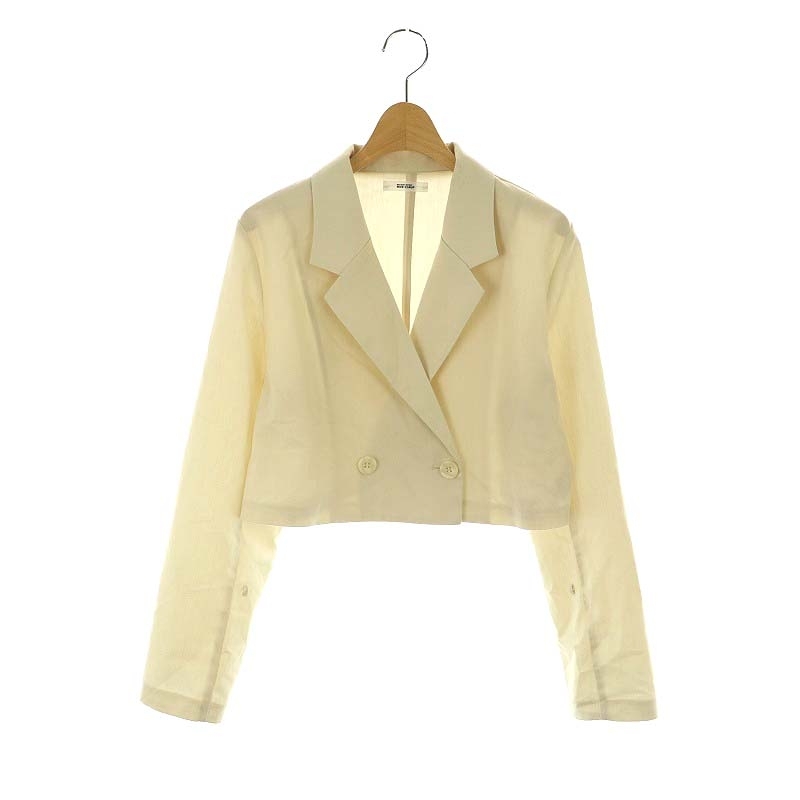 ナイスクラップ NICE CLAUP 24SS ショートジャケット テーラードジャケット ダブル クロップド F アイボリー /ES ■OS レディース拍卖