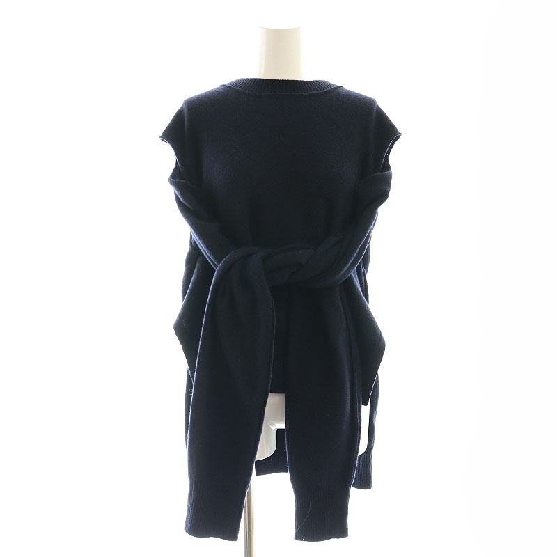 アンスクリア INSCRIRE 24AW 2Way Sweater マルチウェイニットセーター ニット 長袖 プルオーバー ウール F 紺拍卖