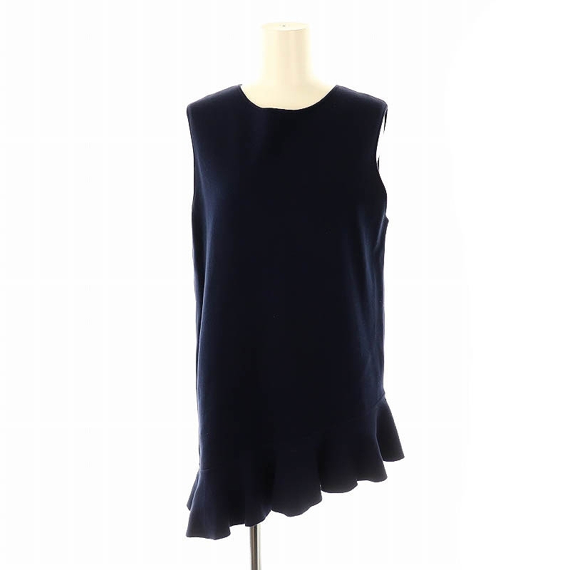 アドーア ADORE フリル ノースリーブ チュニック ニット カットソー 38 紺 /MI ■OS レディース拍卖