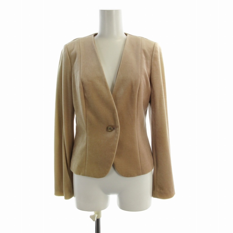 アナイ ANAYI ノーカラージャケット アウター ベロア ベルベット 38 ベージュ 101821-10-050-41-380 /RO レディース拍卖