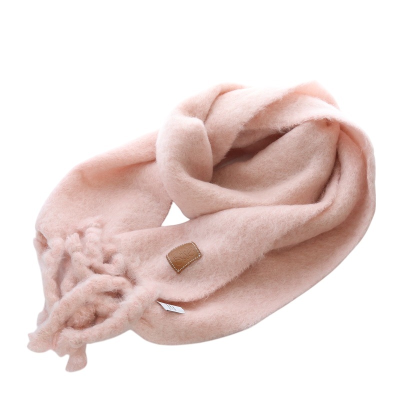 ロエベ LOEWE モヘヤ アナグラム 大判 マフラー ピンク /SR25 ■OH レディース拍卖