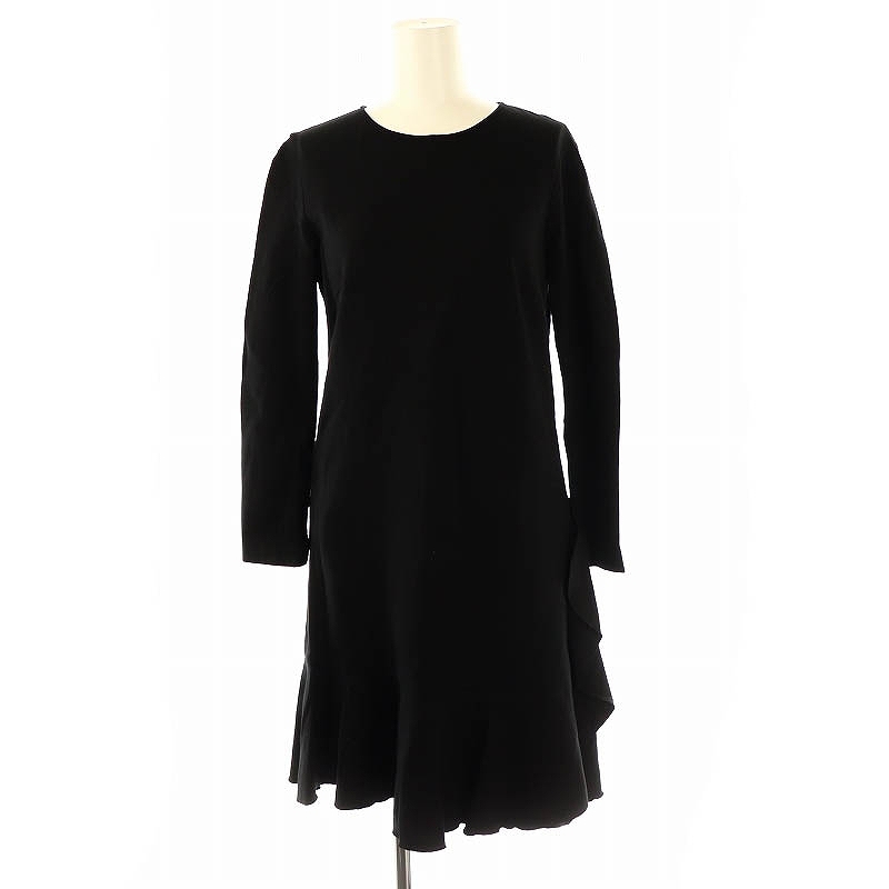 ダナキャランニューヨーク DKNY ストレッチ ワンピース 長袖 フレア 4 紺 ネイビー /YQ ■OS レディース拍卖